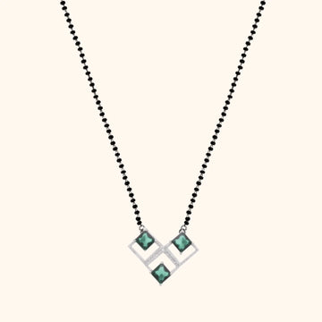 925 Silver Mangalsutra with Green Sparkle